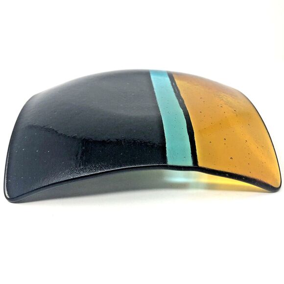 Gods Eye Studio Art Glass Trinket Dish Abstract 5.25” Fused Glass Signed G. King - Picture 8 of 8